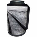 3dRose Jos Fauxtographee- Train tracks - Black and White Train Tracks going through Ogden Utah - Can Cooler Bottle Wrap (cc_252012)