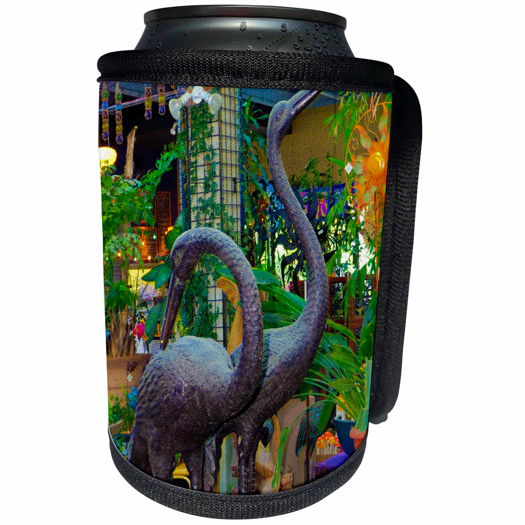 3dRose Jos Fauxtographee- Flamingo New Age - A statue of flamingos in a new age store for healing in SLC - Can Cooler Bottle Wrap (cc_252020)