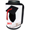 3dRose Florene Graduation - Image of Cap And Diploma Year 2017 - Can Cooler Bottle Wrap (cc_252036)