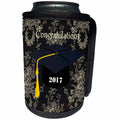 3dRose Florene Graduation - Image of Congratulations On French Black And Ivory 2017 - Can Cooler Bottle Wrap (cc_252038)