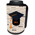 3dRose Florene Graduation - Image of Congratulations 2017 With Black Cap And Orange Tassel - Can Cooler Bottle Wrap (cc_252044)