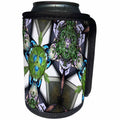 3dRose Dinas Abstract Design - Emerald Green light blue light purple and brown - Can Cooler Bottle Wrap (cc_25205)