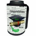 3dRose Florene Graduation - Image of Congratulations 2017 Black Cap Green Tassel and Diploma - Can Cooler Bottle Wrap (cc_252051)