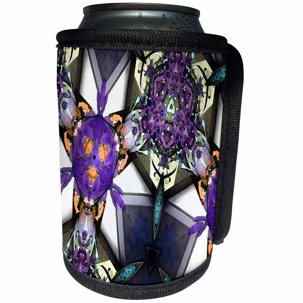 3dRose Dinas Abstract Design - Amazing Purple Power Shapes - Can Cooler Bottle Wrap (cc_25206)