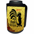 3dRose Florene Chinese New Year Designs - Image of 2017 Chinese New Year With Black Rooster On Faux Gold Foil - Can Cooler Bottle Wrap (cc_252061)