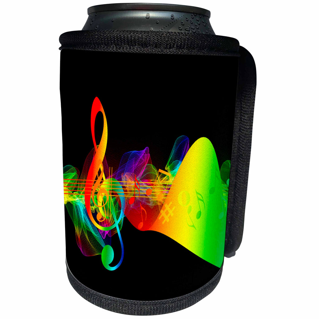 3dRose Sven Herkenrath Music - Colorful Music Sheet Clef Style - Can Cooler Bottle Wrap (cc_252087)