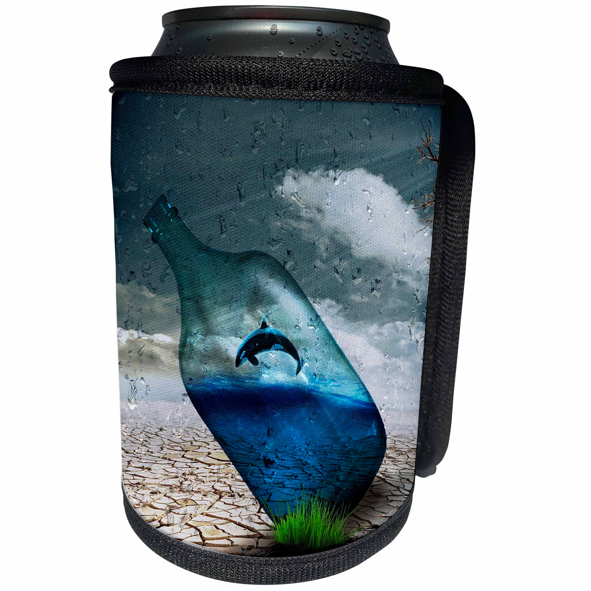 3dRose Sven Herkenrath Animal - Fantasy Whale in the Bottle Nature - Can Cooler Bottle Wrap (cc_252090)