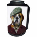 3dRose Sven Herkenrath Dog - Hipster Dog with Hut and Smoking - Can Cooler Bottle Wrap (cc_252091)