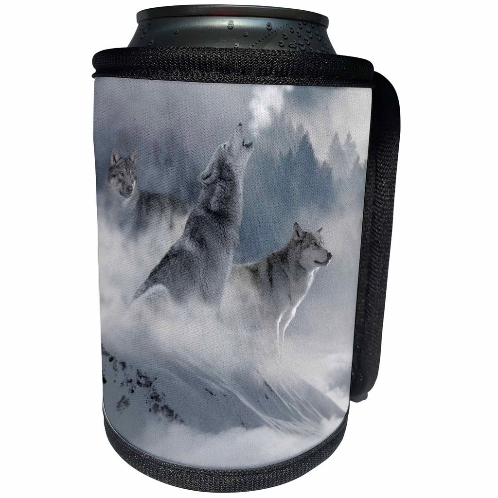 3dRose Sven Herkenrath Animal - Fantasy Wolf Wolves Animal with Clouds - Can Cooler Bottle Wrap (cc_252104)