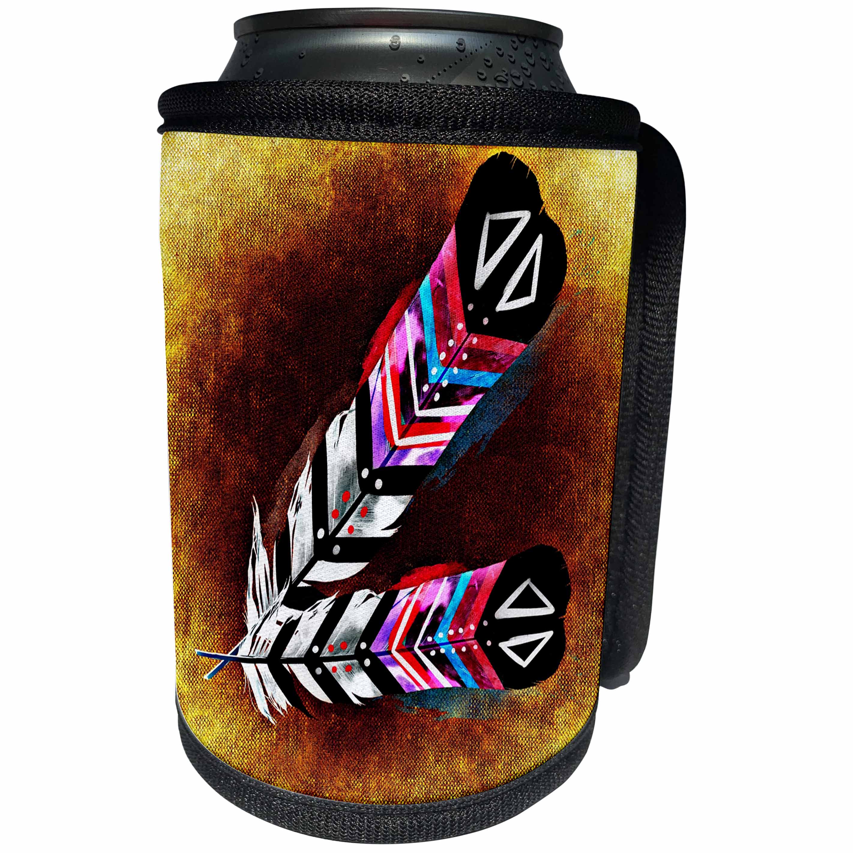 3dRose Sven Herkenrath Feather - Colorful Fantasy Bird Feather - Can Cooler Bottle Wrap (cc_252109)