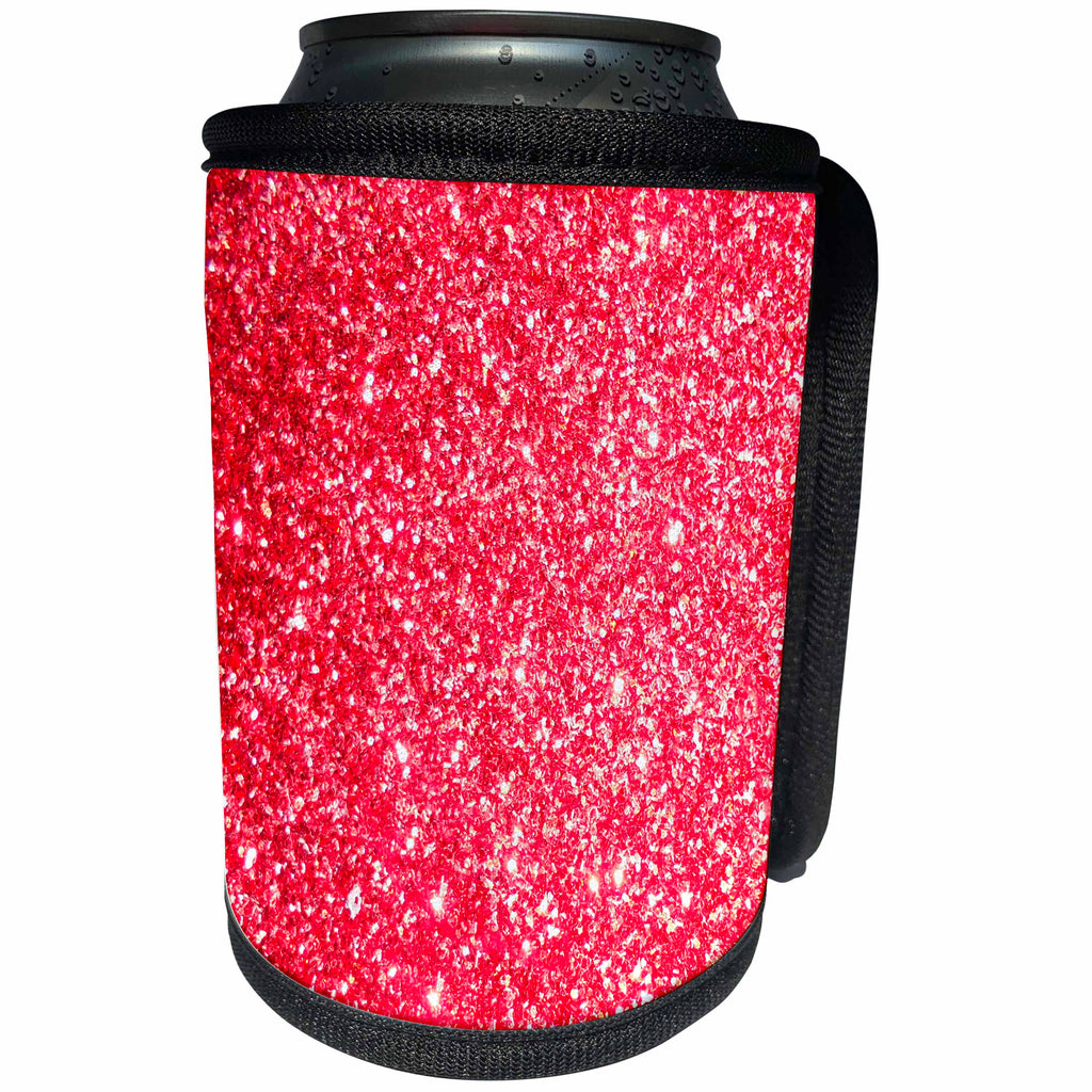 3dRose Sven Herkenrath Glitter - Red Glitter Shiny Glamour Glimmer - Can Cooler Bottle Wrap (cc_252118)