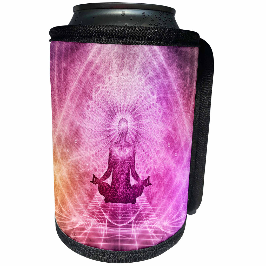 3dRose Sven Herkenrath Buddha - Purple Yoga Meditation Buddha Style - Can Cooler Bottle Wrap (cc_252122)