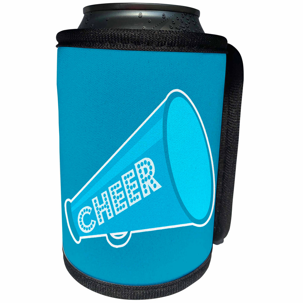 3dRose Janna Salak Designs Sports - Cheer Megaphone Art Blue - Can Cooler Bottle Wrap (cc_252126)