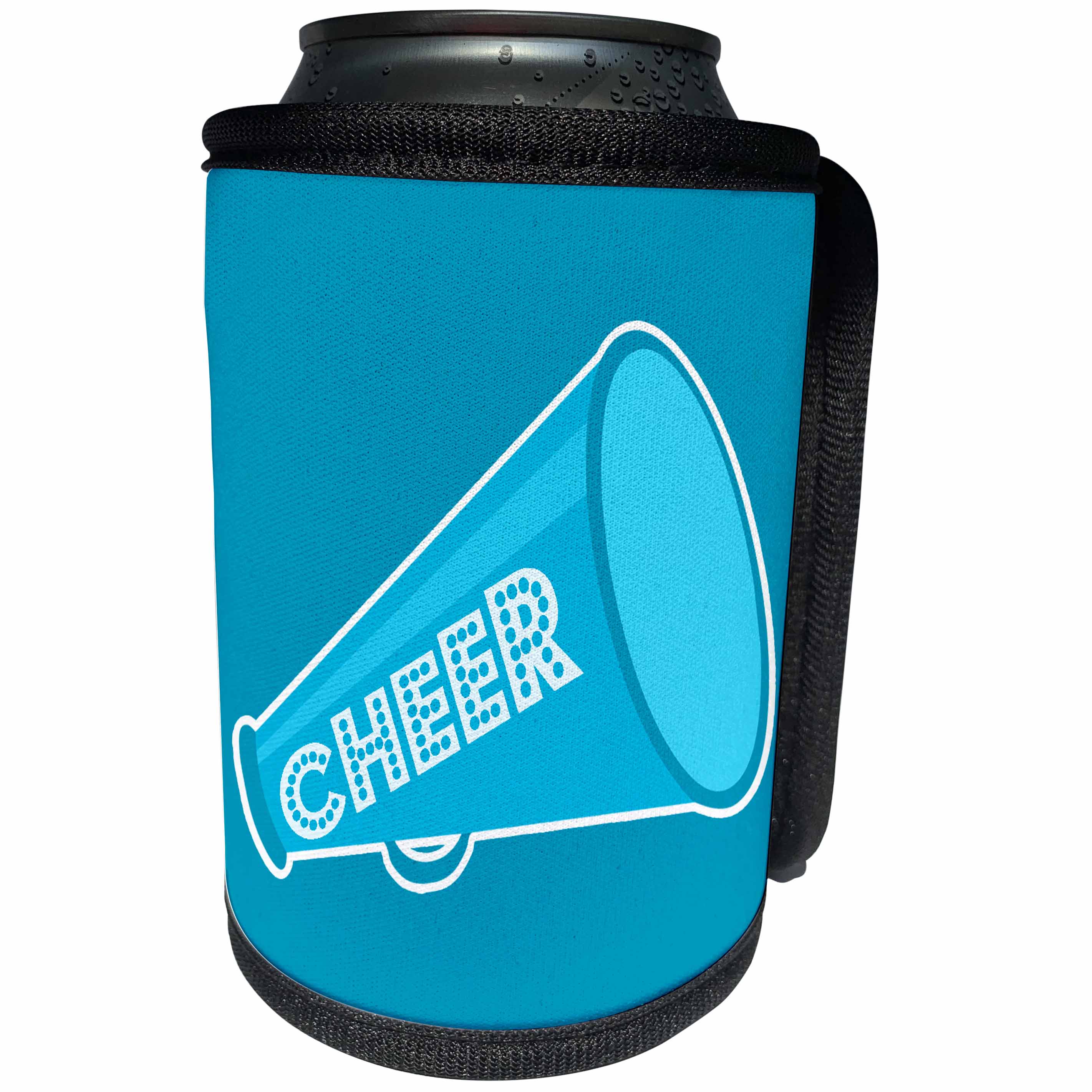 3dRose Janna Salak Designs Sports - Cheer Megaphone Art Blue - Can Cooler Bottle Wrap (cc_252126)