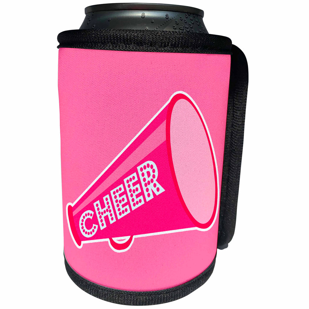 3dRose Janna Salak Designs Sports - Cheer Megaphone Art Pink - Can Cooler Bottle Wrap (cc_252127)