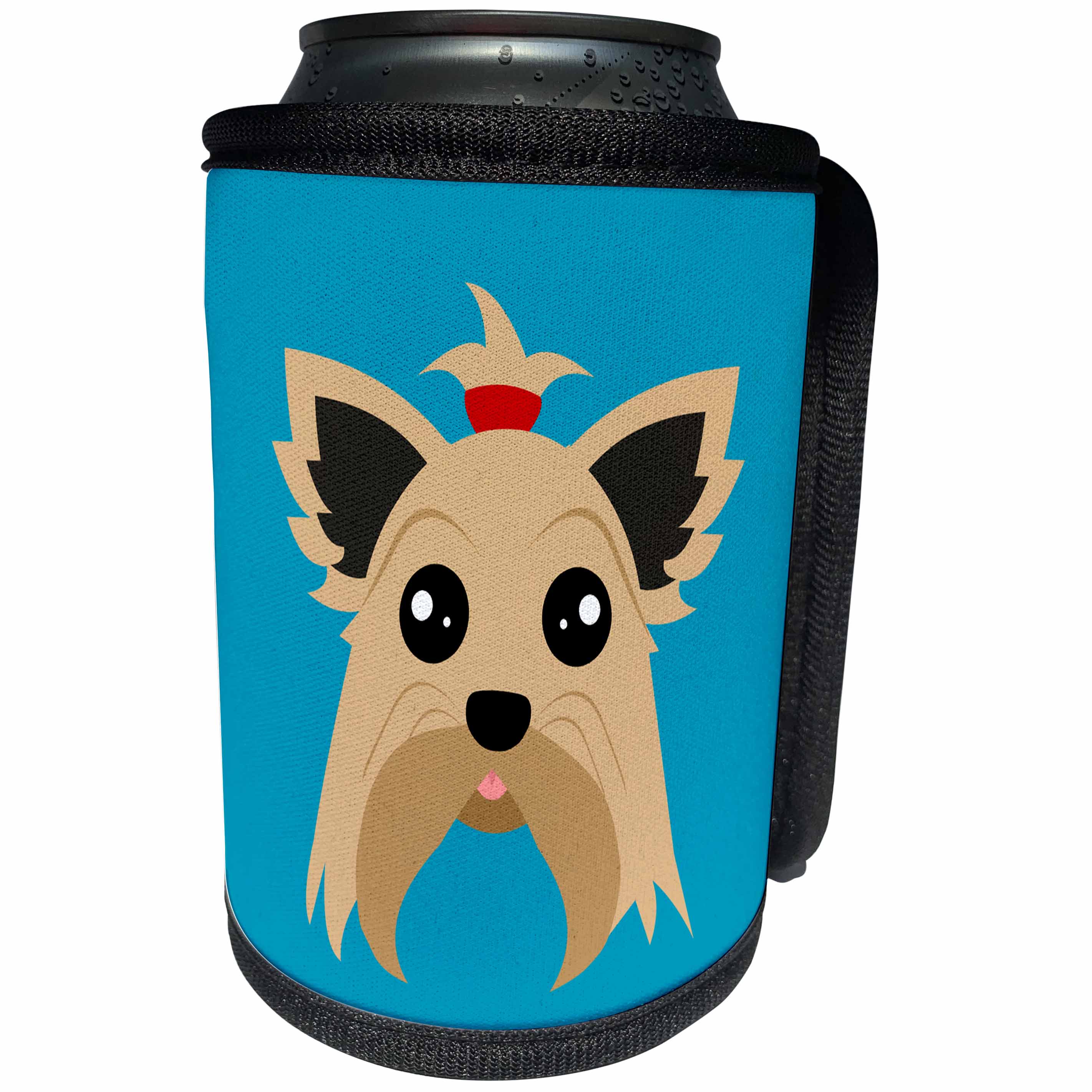 3dRose Janna Salak Designs Dogs - Yorkie - Yorkshire Terrier Cartoon Art - Can Cooler Bottle Wrap (cc_252137)
