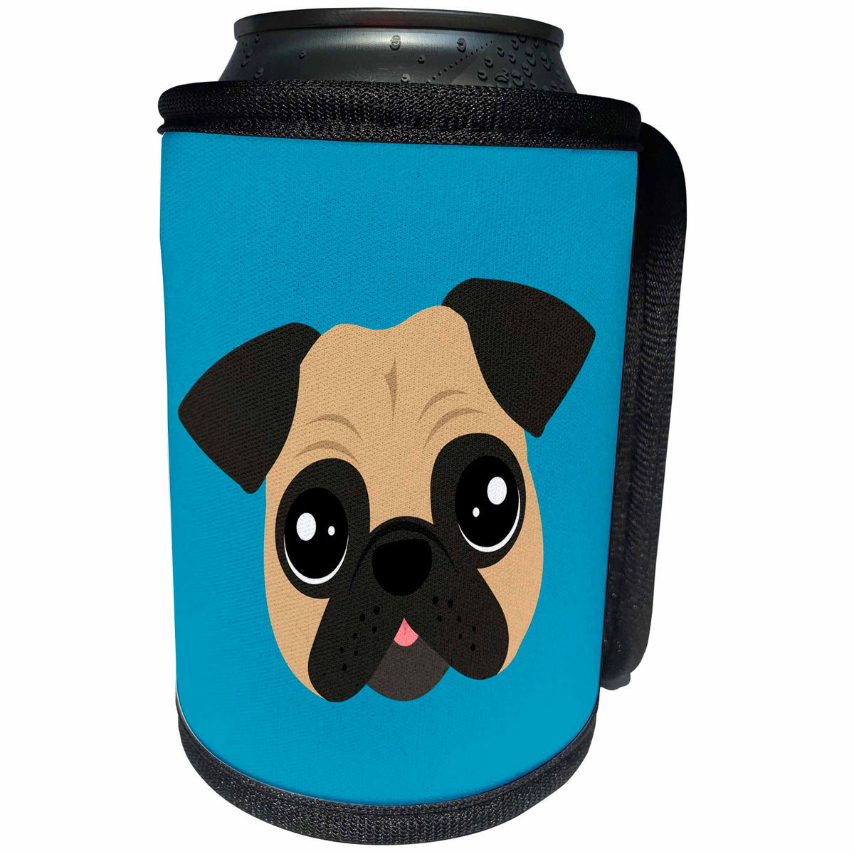 3dRose Janna Salak Designs Dogs - Pug Cartoon Art - Can Cooler Bottle Wrap (cc_252138)