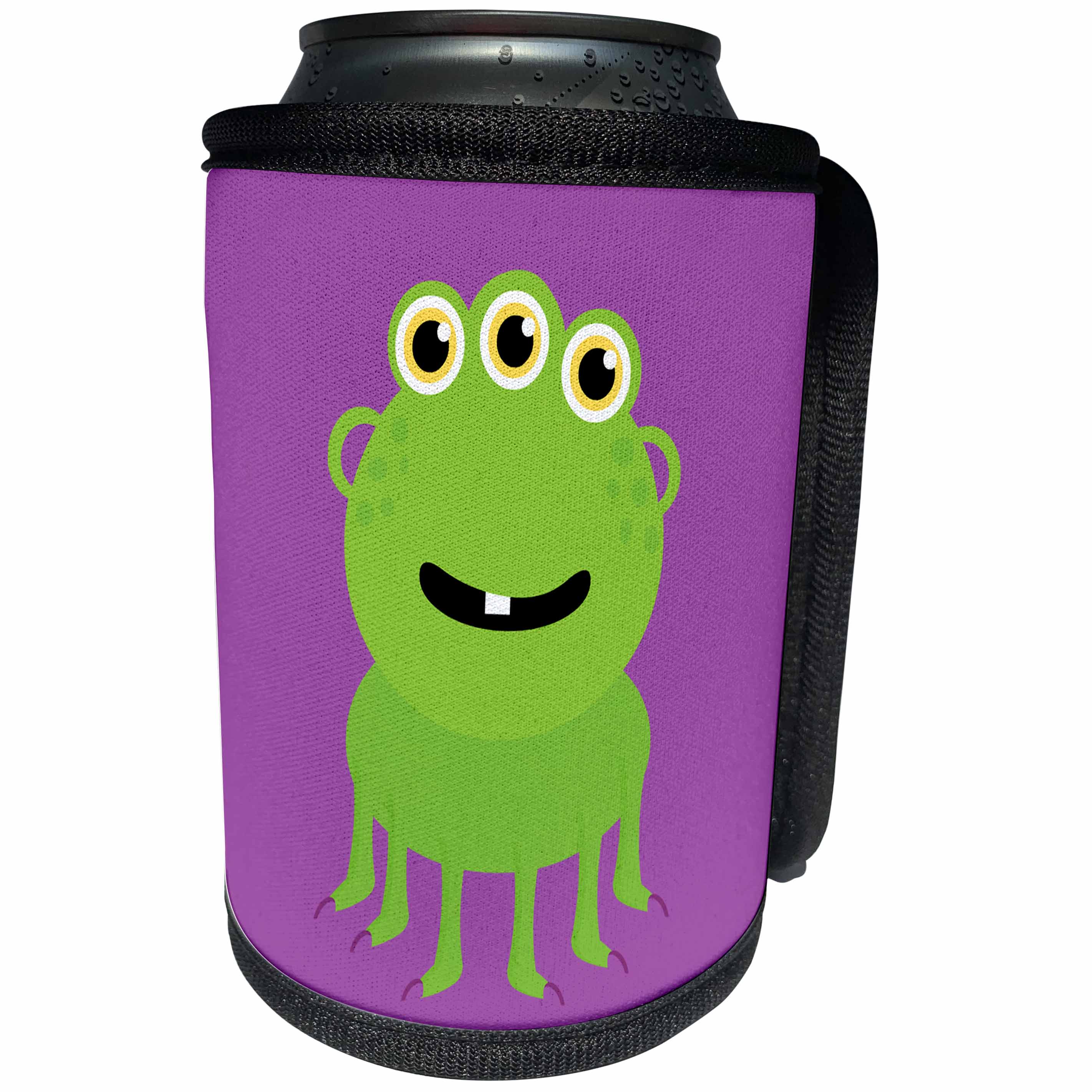 3dRose Janna Salak Designs Kids Stuff - Monster Series Green - Can Cooler Bottle Wrap (cc_252139)