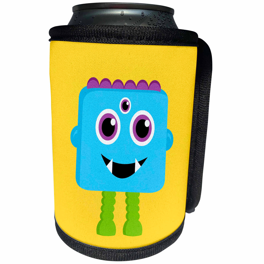 3dRose Janna Salak Designs Kids Stuff - Monster Series Blue - Can Cooler Bottle Wrap (cc_252140)
