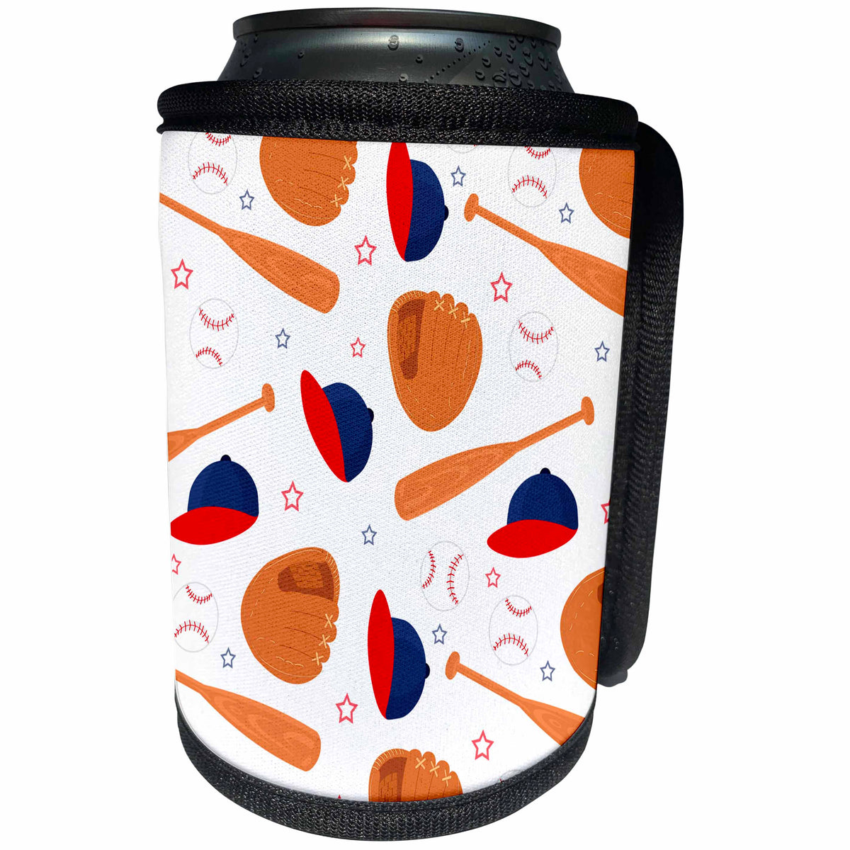 3dRose Janna Salak Designs Sports - Baseball Star Pattern - Can Cooler Bottle Wrap (cc_252144)