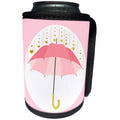3dRose Janna Salak Designs Pastel - Pink Umbrella Rainy Day Art - Can Cooler Bottle Wrap (cc_252145)
