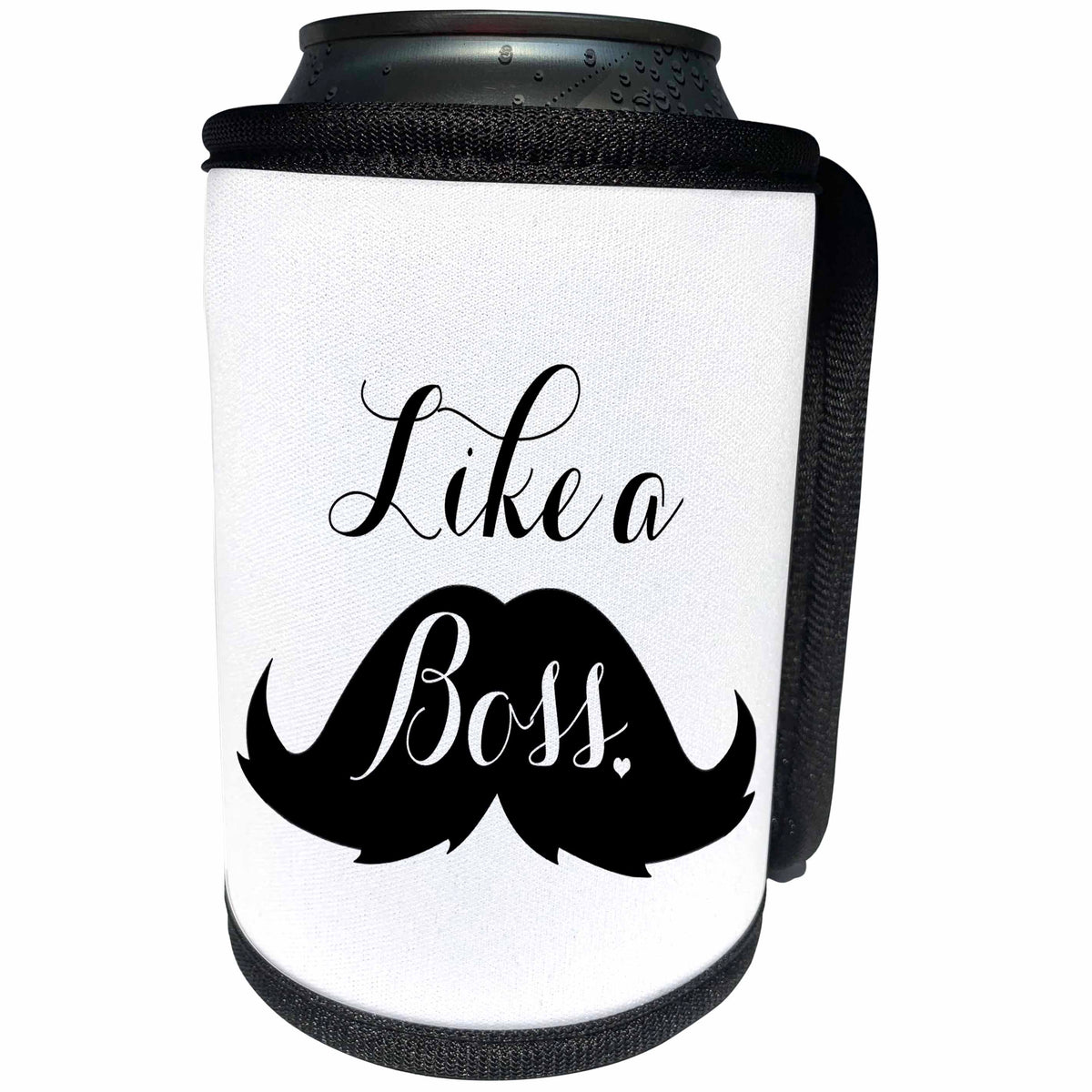 3dRose Janna Salak Designs Humor - Like a Boss Mustache - Can Cooler Bottle Wrap (cc_252155)