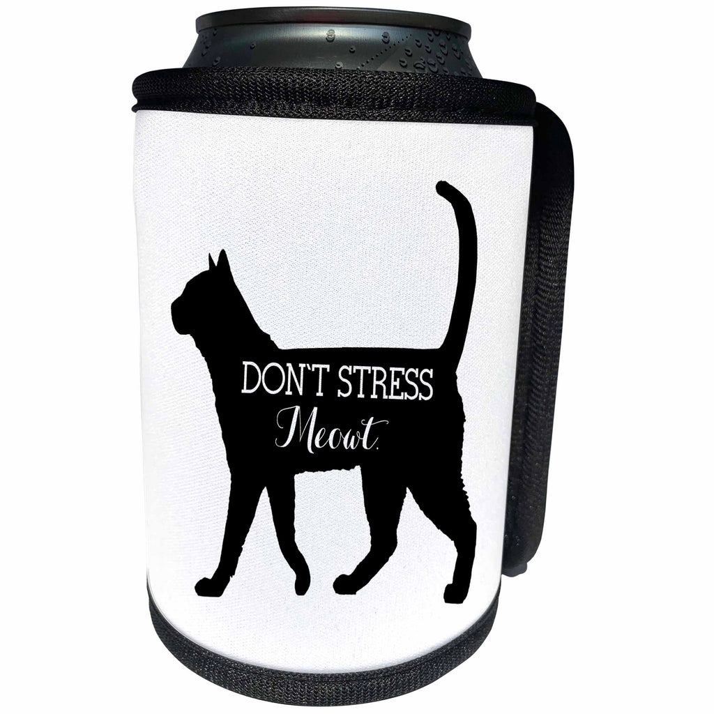 3dRose Janna Salak Designs Humor - Dont Stress Meowt - Can Cooler Bottle Wrap (cc_252157)