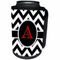 3dRose BrooklynMeme Designs - Black and white chevron monogram red initial A - Can Cooler Bottle Wrap (cc_252160)
