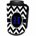 3dRose BrooklynMeme Designs - Black and white chevron monogram blue initial H - Can Cooler Bottle Wrap (cc_252192)