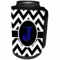 3dRose BrooklynMeme Designs - Black and white chevron monogram blue initial J - Can Cooler Bottle Wrap (cc_252193)