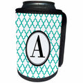 3dRose BrooklynMeme Designs - Mint green pattern monogram initial A - Can Cooler Bottle Wrap (cc_252248)