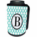 3dRose BrooklynMeme Designs - Mint green pattern monogram initial B - Can Cooler Bottle Wrap (cc_252249)