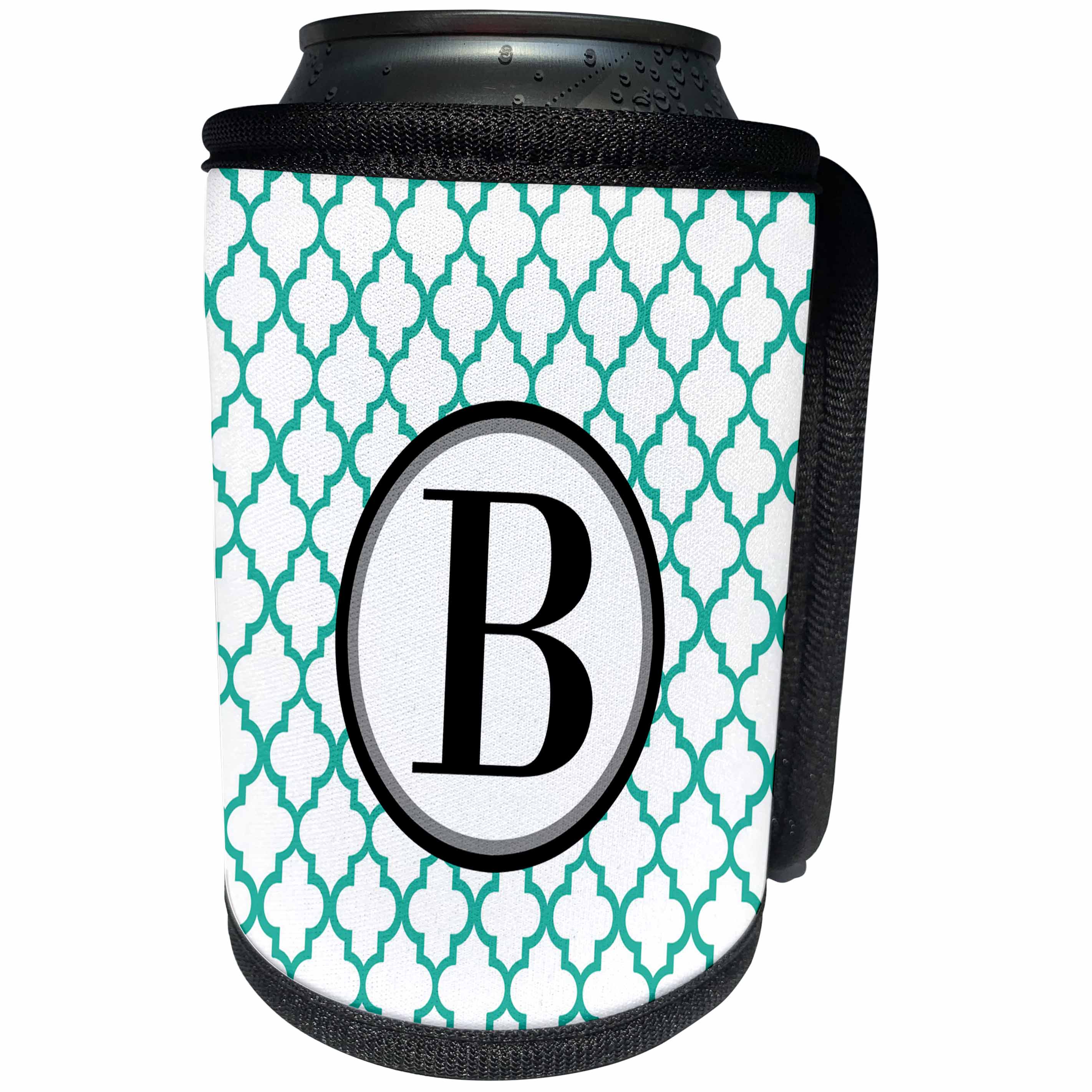3dRose BrooklynMeme Designs - Mint green pattern monogram initial B - Can Cooler Bottle Wrap (cc_252249)