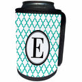 3dRose BrooklynMeme Designs - Mint green pattern monogram initial E - Can Cooler Bottle Wrap (cc_252252)