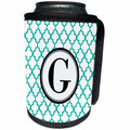 3dRose BrooklynMeme Designs - Mint green pattern monogram initial G - Can Cooler Bottle Wrap (cc_252254)