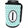 3dRose BrooklynMeme Designs - Mint green pattern monogram initial I - Can Cooler Bottle Wrap (cc_252256)