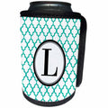 3dRose BrooklynMeme Designs - Mint green pattern monogram initial L - Can Cooler Bottle Wrap (cc_252259)
