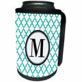 3dRose BrooklynMeme Designs - Mint green pattern monogram initial M - Can Cooler Bottle Wrap (cc_252260)