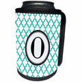 3dRose BrooklynMeme Designs - Mint green pattern monogram initial O - Can Cooler Bottle Wrap (cc_252262)
