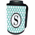 3dRose BrooklynMeme Designs - Mint green pattern monogram initial S - Can Cooler Bottle Wrap (cc_252266)