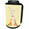 3dRose Uta Naumann Watercolor Illustration Animal - fox foxes animal animals love valentine illustration hearts cute - Can Cooler Bottle Wrap (cc_252325)