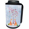 3dRose Uta Naumann Watercolor Illustration Animal - fox foxes animal animals love valentine illustration - Can Cooler Bottle Wrap (cc_252326)
