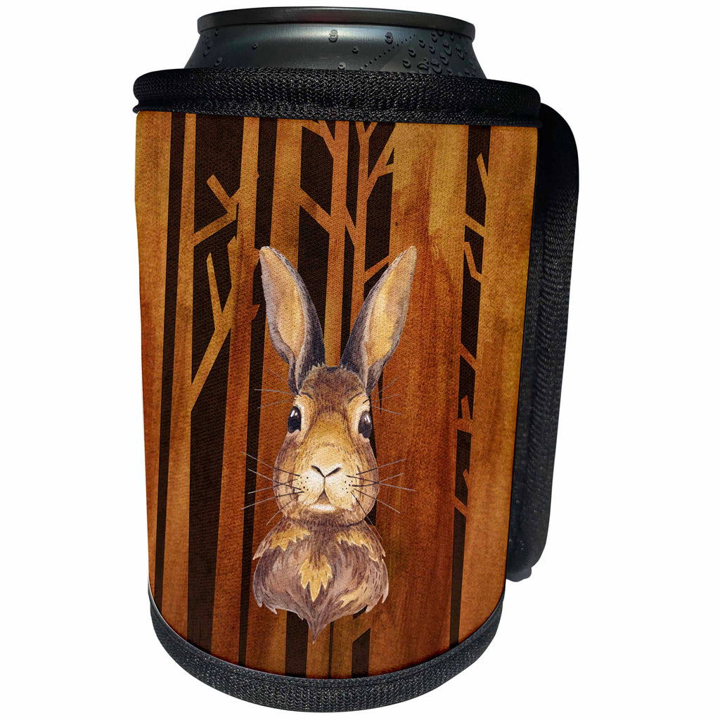 3dRose Uta Naumann Watercolor Illustration Animal - rabbit bunny animal animals wild forest tree nature illustration - Can Cooler Bottle Wrap (cc_252337)