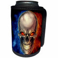 3dRose Dark, Illustration, Graphic Design, Skull surrounded by blue and red smoke - Can Cooler Bottle Wrap (cc_252460)