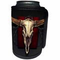 3dRose light, illustration, graphic Designs Skull - Steer skull close up with a barbwire in the background - Can Cooler Bottle Wrap (cc_252463)
