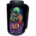 3dRose Light, humor, Funny, Cartoon, Illustration - Green alien flying though space in a car with a girl tied to it - Can Cooler Bottle Wrap (cc_252465)