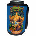 3dRose Light, Tiki, funny, cartoon, tropical, Illustration - Tiki guy hanging out at the beach with a surfboard - Can Cooler Bottle Wrap (cc_252468)