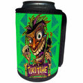 3dRose Light, Tiki, funny, cartoon, tropical, Illustration - Tiki voodoo guy with a skull and crow - Can Cooler Bottle Wrap (cc_252469)