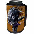 3dRose Dark, Illustration, Skull, illustration - Flying crazy skeleton head with Maggots coming out - Can Cooler Bottle Wrap (cc_252472)