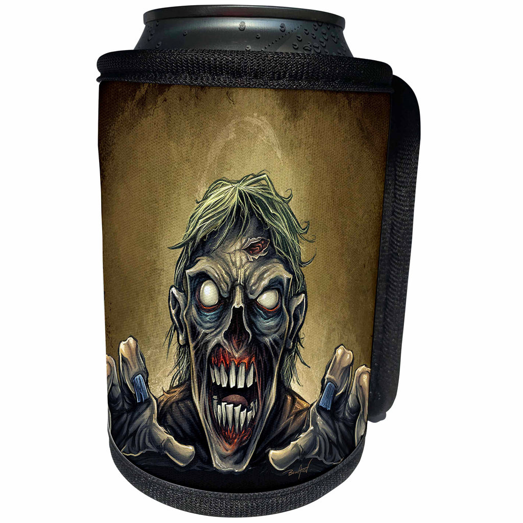 3dRose Dark, Creepy, Zombie, Illustrations - Zombie crawling towards you - Can Cooler Bottle Wrap (cc_252474)